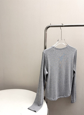 极简风灰色长袖T恤女基础款圆领大弹力软糯亲肤上衣小众不撞款