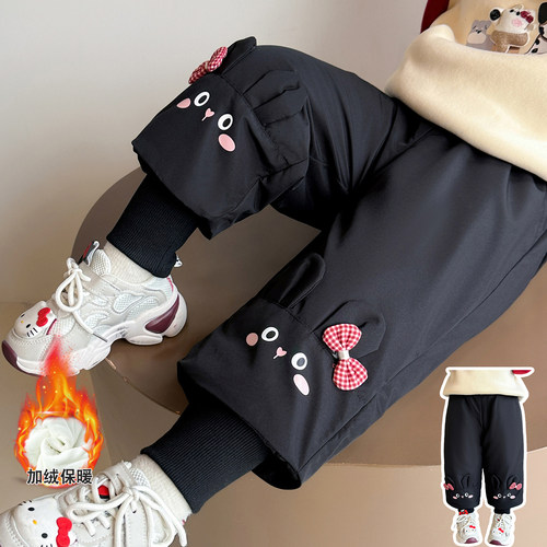 中小童冬装时尚兔子耳朵加绒棉裤