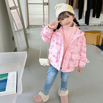 女童冲锋衣套装儿童装秋装外套2025新款女孩秋冬装洋气三合一加厚