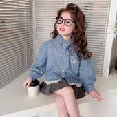 儿童春装 女童韩版 2026新款 子领带衬衫 衬衣女宝宝洋气上衣 学院风格