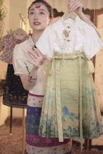 【山河黛】女童马面裙套装夏季新款中国风汉服装复古民族风两件套