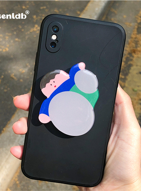 大林男孩原创卡通可爱滴胶气囊支架可伸缩手机壳创意趣味不撞款