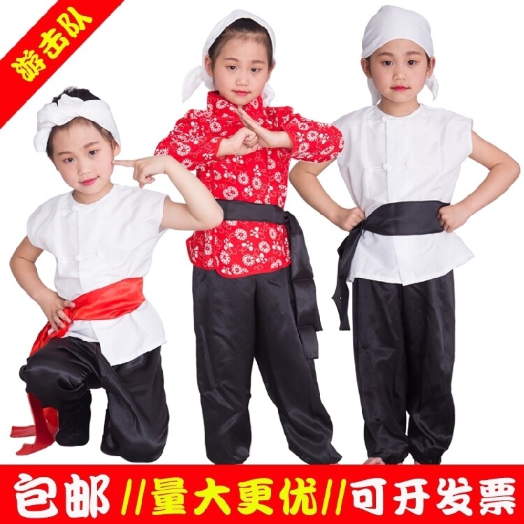红军演出服八路军表演服装儿童游击队服装成人男童王二小女童大人 - 实物图