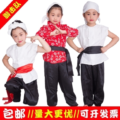 红军演出服八路军表演服装儿童游击队服装成人男童王二小女童大人