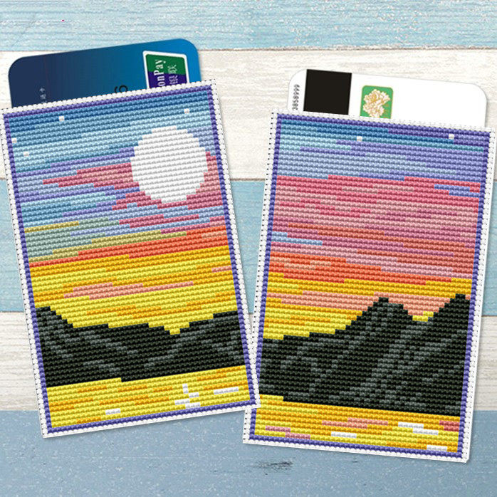 法国DMC十字绣套件 新款卡套 银行卡公交通卡 风景类 海边夕阳