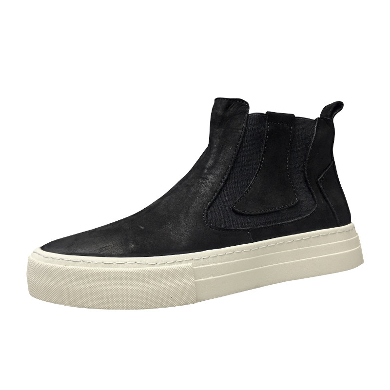 CHELSEA BOOTS MENS VELVET INSULATED BOOTIES 2024 NEW BRITISH STYLE MARTIN BOOTS RUBBING COLOR VINTAGE CARGO BOOTS LEATHER BOOTS