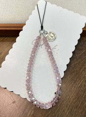 055新款粉水晶手机链女款防丢绳手机挂绳短款时尚女斜挎挂绳ins