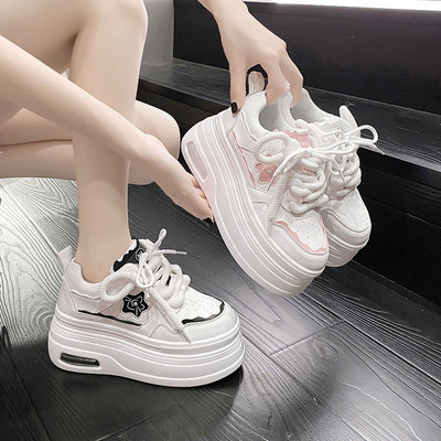 2025春季新款8cm内女鞋厚底高跟小个子运动休闲 鞋女百搭板鞋