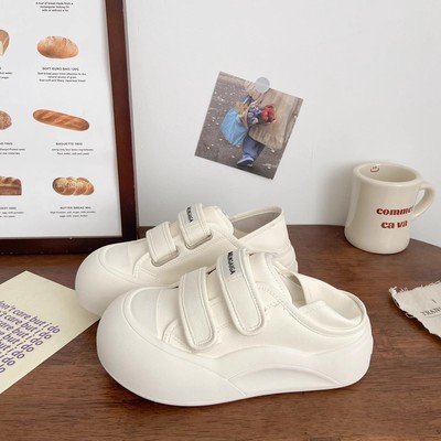 魔术贴面包鞋小白鞋大头板鞋