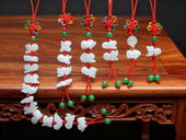 迷你超小号翡翠玉生肖三合局饰品生肖鸡鼠手链十二生肖吊坠DIY配