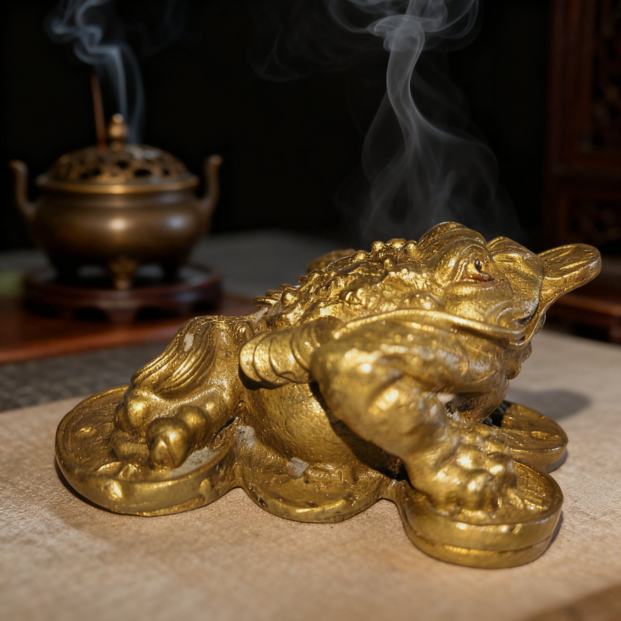小号黄铜金蟾摆件三脚金蟾青蛙手把件