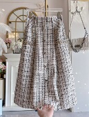 小香风重工镶钻格子半身裙女2025年秋冬新款 高腰显瘦a字中长裙子