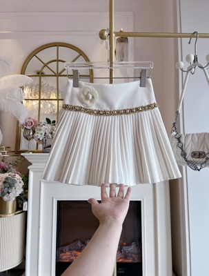 2025年秋冬原创重工水钻百褶裙高腰显瘦小香风气质半身裙短裙女装