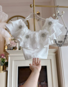 女夏 小衫 2026年原创重工镶钻立体花朵雪纺衫 上衣辣妹纯欲风飞飞袖