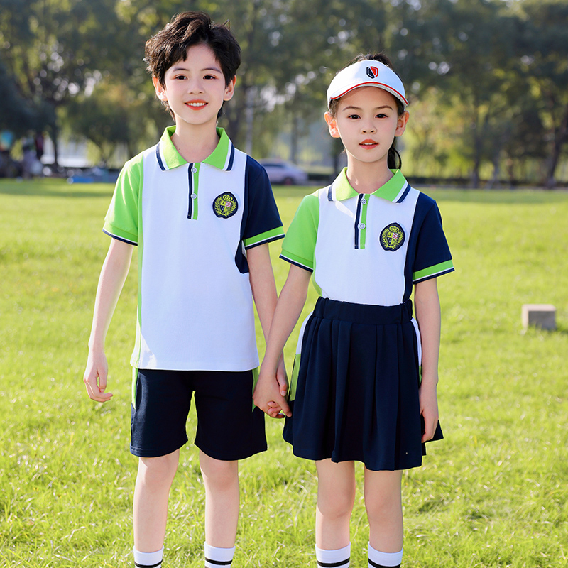幼儿园园服夏季儿童短袖英伦学院风班服夏装一年级小学生校服套装