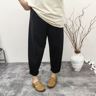 女裤 长裤 240斤胖mm显瘦宽松遮肉黑色加厚哈伦裤 休闲裤 奶奶裤 大码
