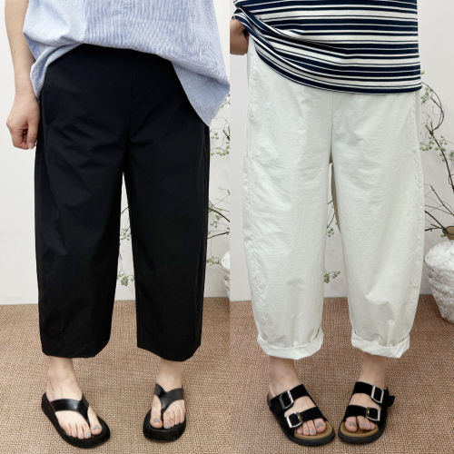 夏季大码宽松显瘦弯刀裤九分裤