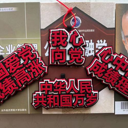 心中有党爱国不织布文字挂件