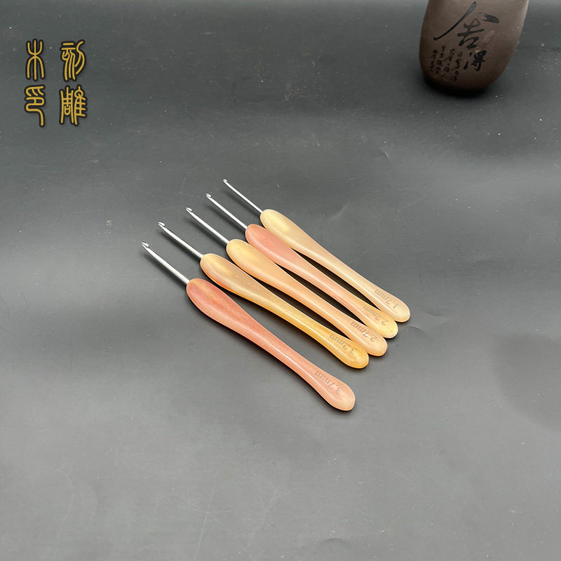 刻雕牌骆驼骨钩针柄 纯手工编织钩织工具大号勾针毛衣钩针家用diy