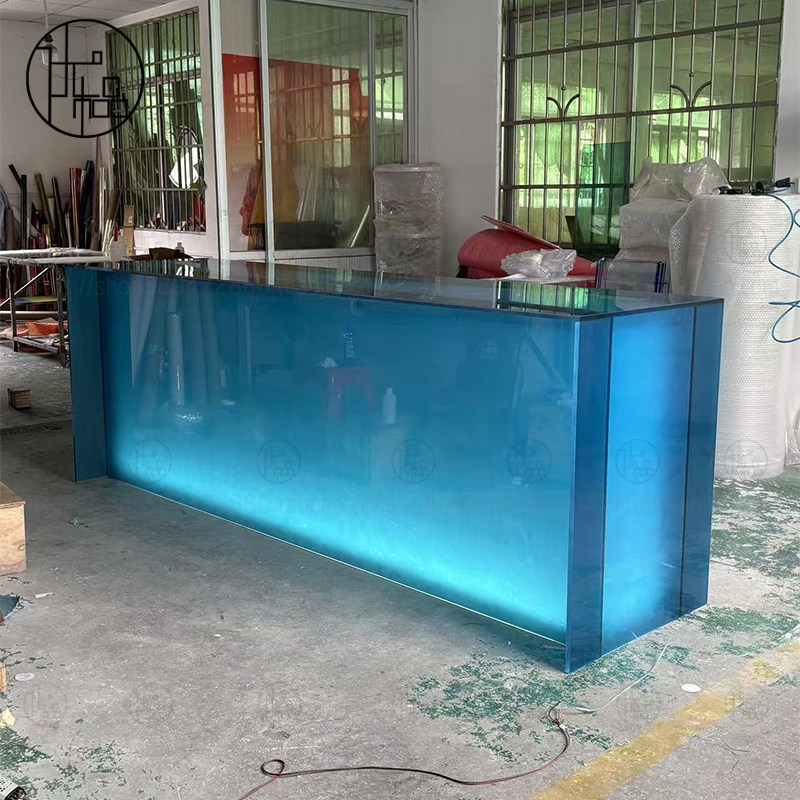 亚克力克莱因蓝发光岛台别墅餐厅展示台中户型岛台餐桌服装店吧台,住宅家具,岛台餐桌,淘宝优惠券,粉丝福利购,淘宝优惠卷