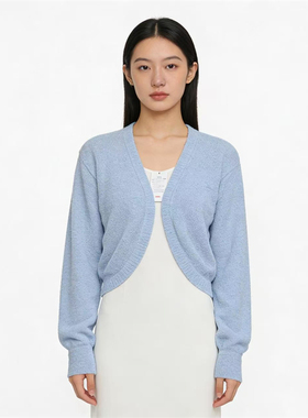 SP系列-温柔气质浅蓝色针织开衫气质舒适百搭P652