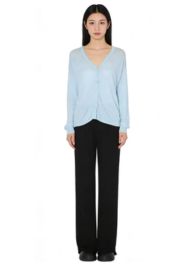 SP系列-浅蓝色V领针织开衫显瘦甜美百搭P673/P1188
