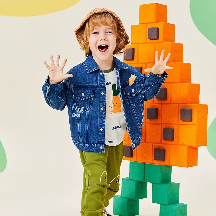 【马】儿童潮流帅气百搭时尚牛仔外套印花口袋设计感休闲MA288