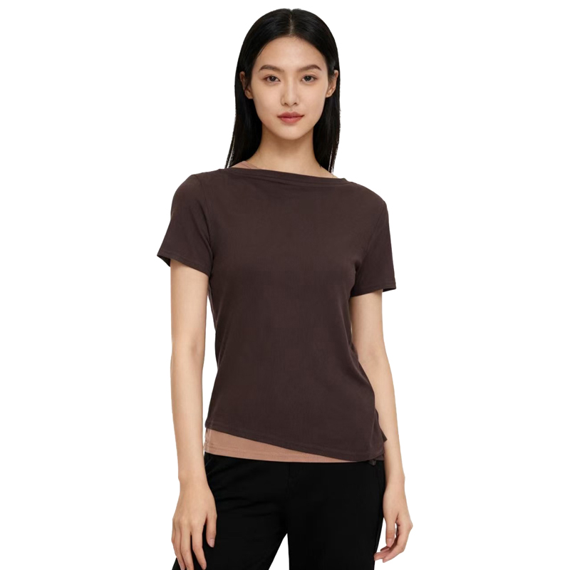 【D玛纳】短袖T恤拼接撞色简约休闲时尚洋气清凉舒适百搭DMA394