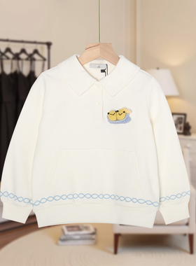 【马】儿童时尚百搭宽松翻领卫衣拼色设计简约甜美洋气休闲MA193