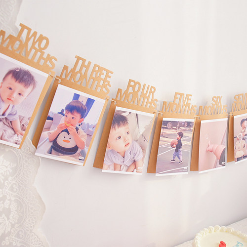 宝宝一周岁照片派对背景墙拉花