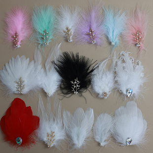 【限时价】2个羽毛发夹超仙气网红同款边夹汉服拍照配饰白色头饰