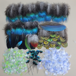 非遗点翠羽毛天然孔雀脖子蓝片仿翠鸟毛鹦鹉毛diy饰品羽毛配件