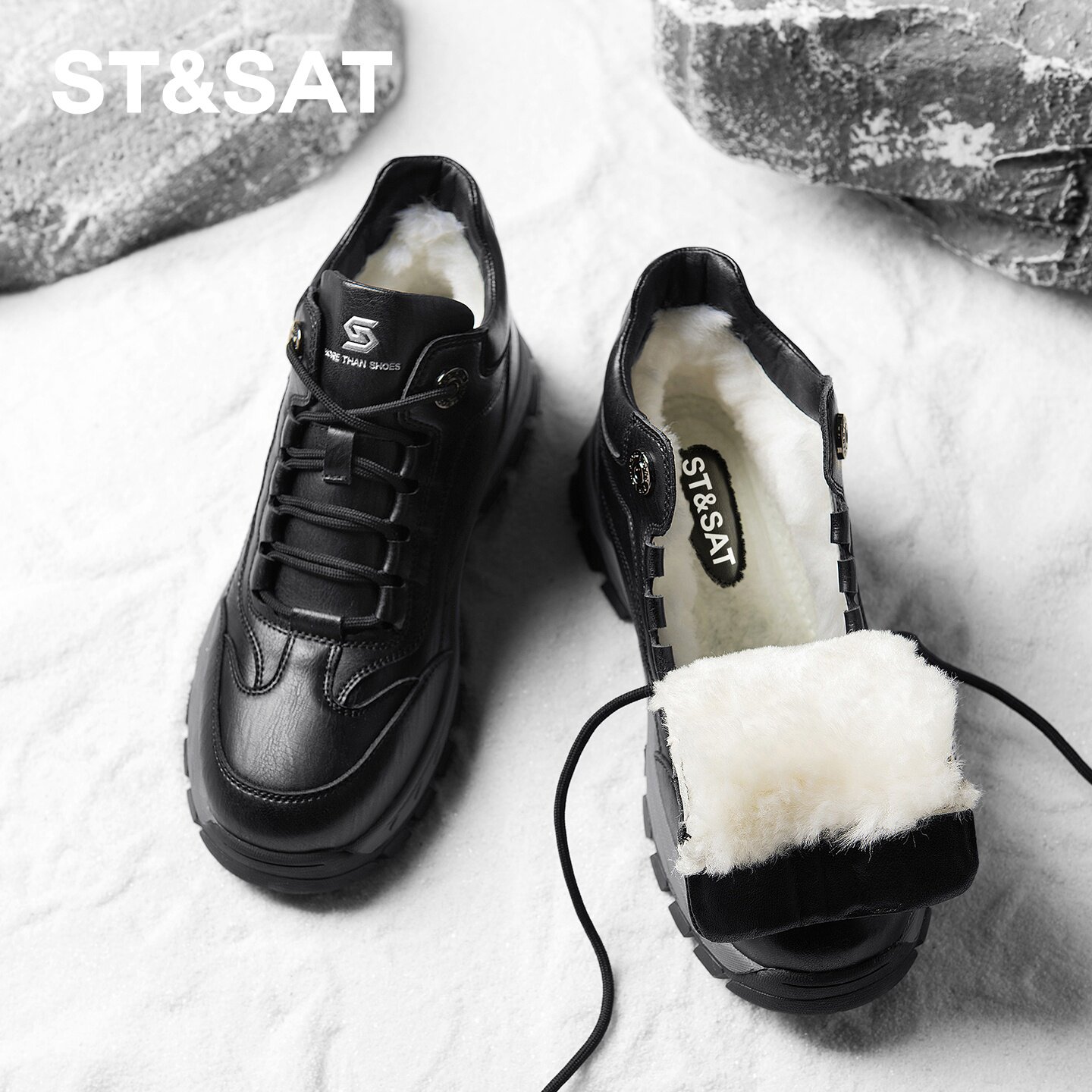 星期六雪地靴男士高帮皮鞋男款冬鞋加绒加厚保暖羊毛棉鞋男鞋冬季