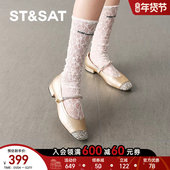 星期六金色玛丽珍鞋 SSD3111114 女单鞋 2025法式 浅口方跟复古时尚