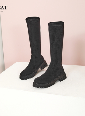 星期六高筒靴女2022年新款瘦瘦靴厚底弹力靴不过膝长靴SS24117446
