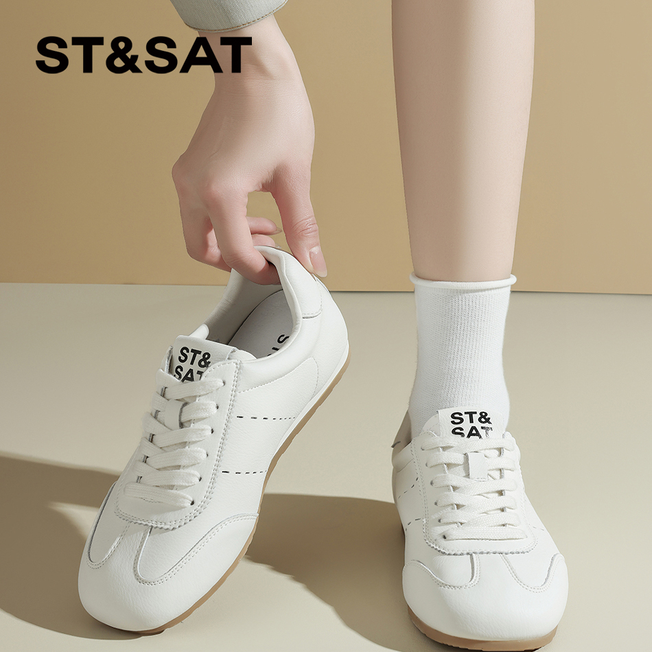 星期六德训鞋女2025春季新款休闲百搭女鞋平底小白鞋运动鞋子