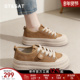 女春季 新款 透气防滑运动鞋 星期六真皮厚底板鞋 女士增高大头帆布鞋