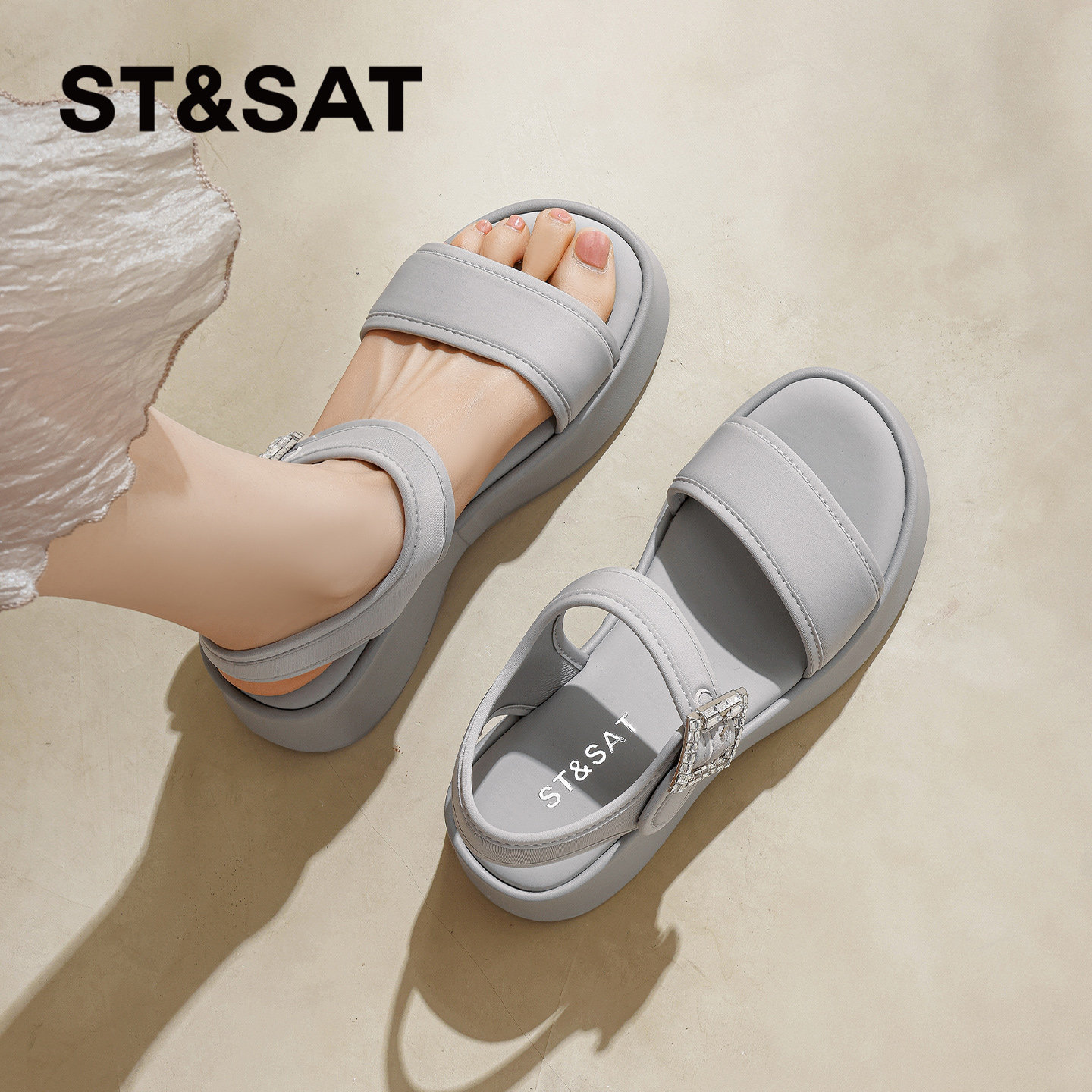 星期六休闲凉鞋2026年夏季配裙子裤子百搭软底不累脚百搭女鞋增高