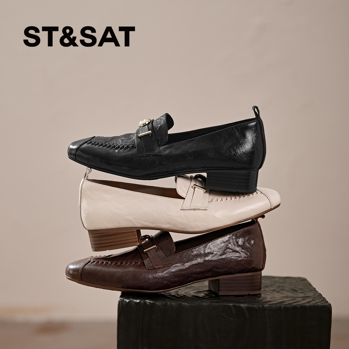 星期六英伦风复古乐福鞋女深口单鞋软底一脚蹬金属扣简约小皮鞋,女鞋,深口单鞋,淘宝优惠券,粉丝福利购,淘宝优惠卷