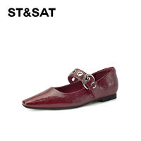On Saturday, we have carefully selected the retro-style one-button shallow opening women's spring new flat soft and comfortable Mary Jane shoes thumbnail 3