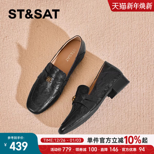 粗跟轻便舒适通勤上班单鞋 新款 女春季 星期六英伦风真皮小皮鞋