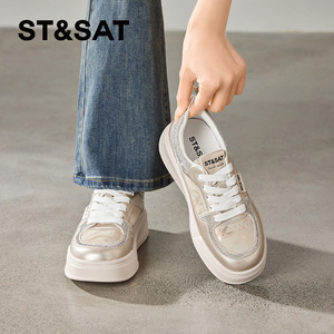 星期六休闲鞋女2026年春夏新款女鞋透气水钻板鞋运动鞋小白鞋女款