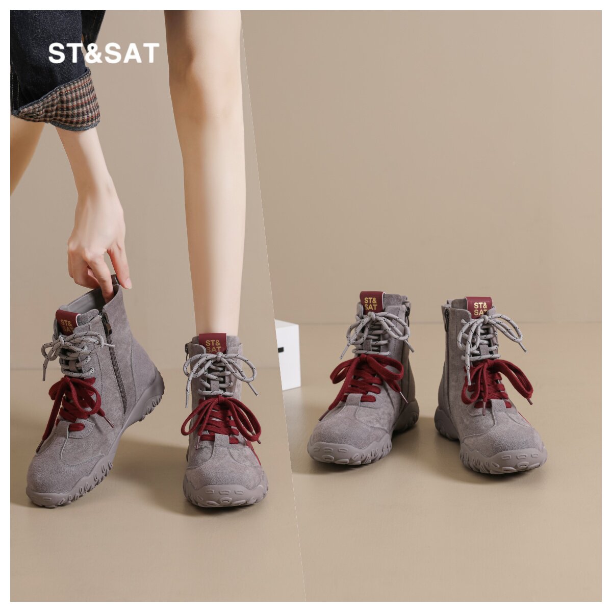 星期六马丁靴女款2025新款秋冬复古高帮西部靴子配裙子显瘦时装靴