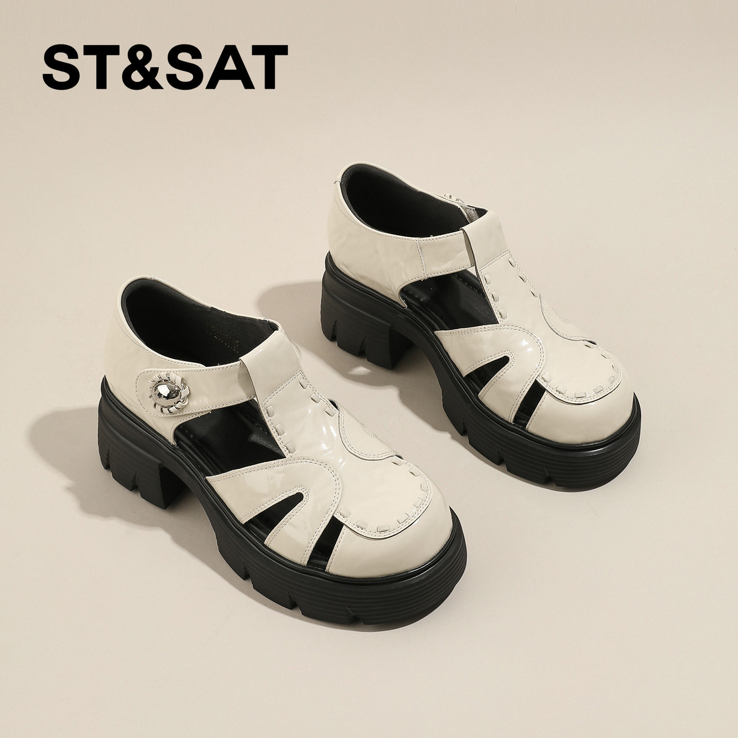 星期六高跟罗马凉鞋女夏季2026新款厚底镂空包头凉鞋沙滩鞋猪笼鞋