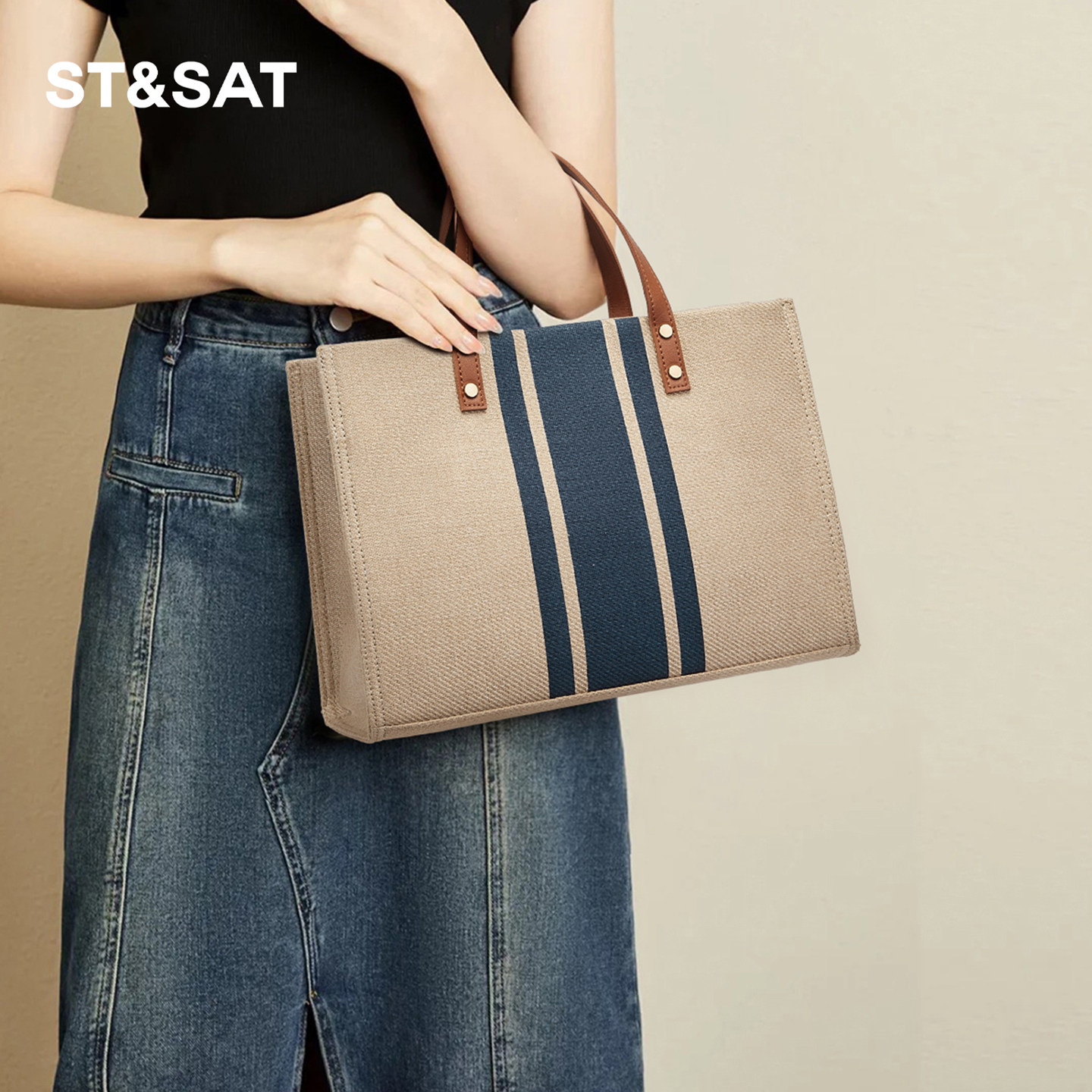 星期六大容量托特包通勤公文包女轻便帆布手提包包女士电脑包新款