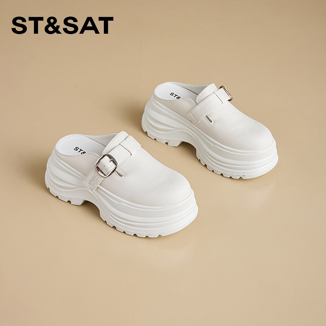 星期六厚底勃肯鞋女款2026年春季新款百搭增高包头半拖外穿休闲鞋