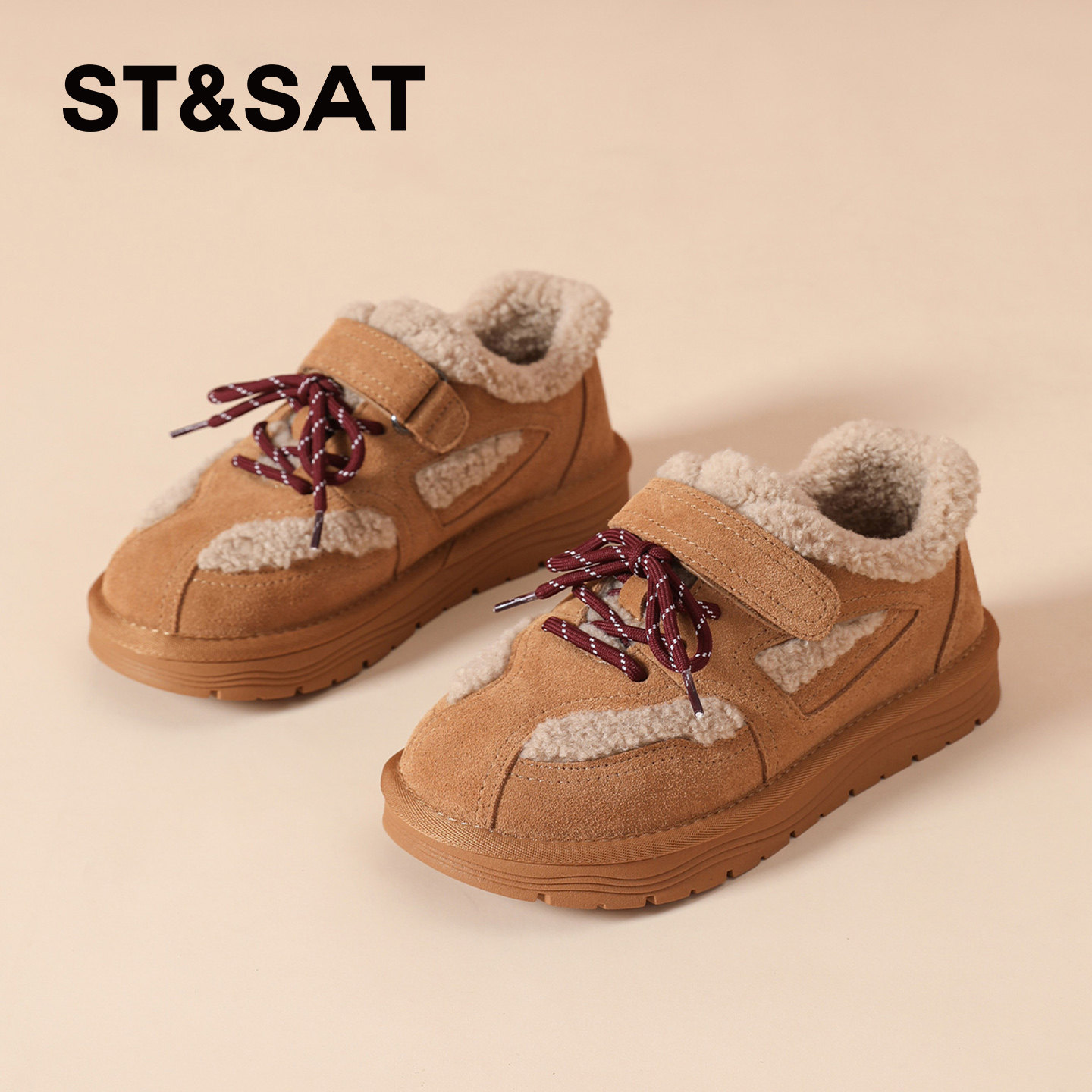 星期六厚底全包棉鞋女款新款冬季加绒保暖毛毛雪地靴时尚勃肯鞋子