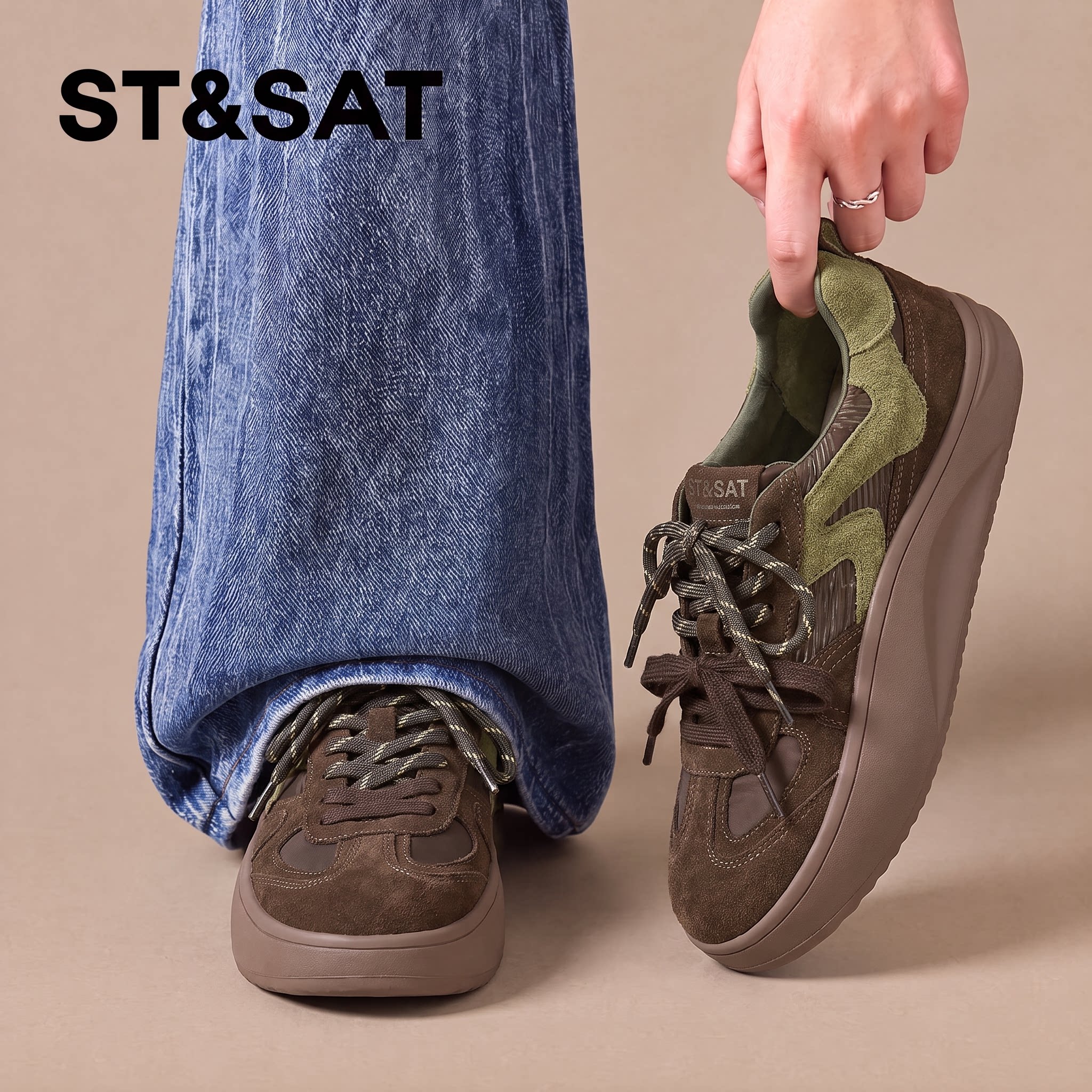 星期六复古拼色防滑阿甘女鞋