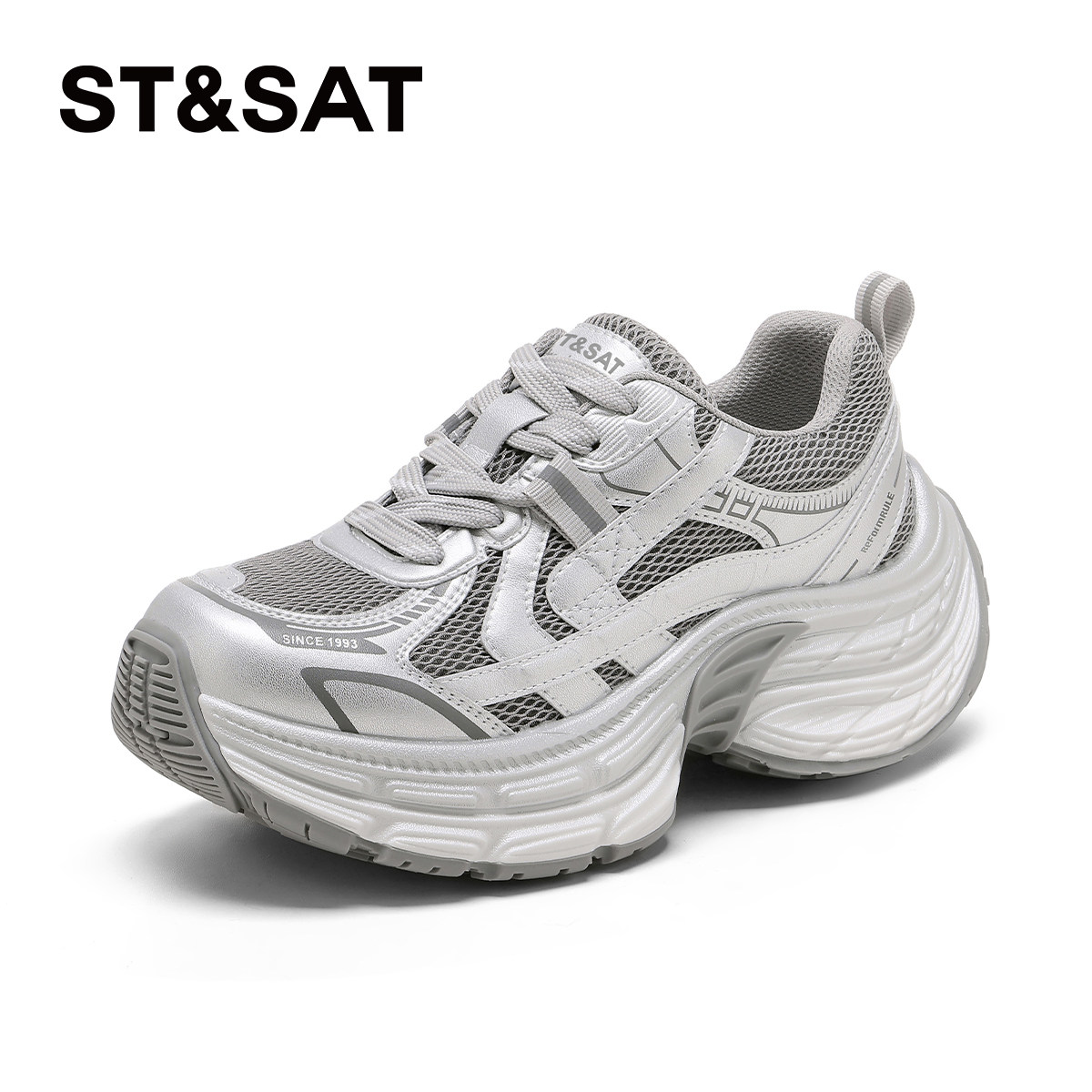 星期六厚底真皮老爹鞋女2026春季新款增高女鞋时尚百搭休闲运动鞋