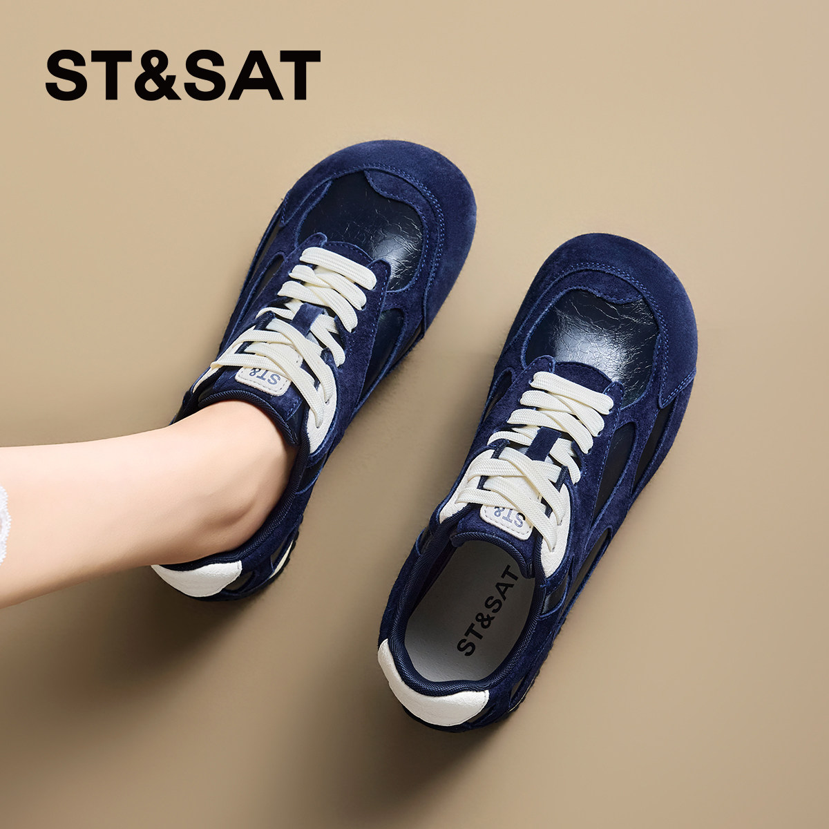 星期六女鞋德训鞋女款2026新款春季厚底增高阿甘运动板鞋蓝色鞋子